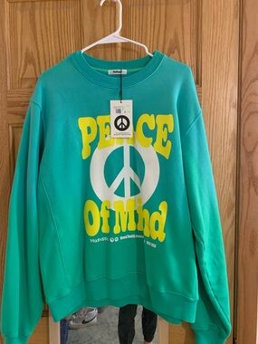 Madhappy Turquoise 'Peace Of Mind' Graphic Crewneck Sweatshirt